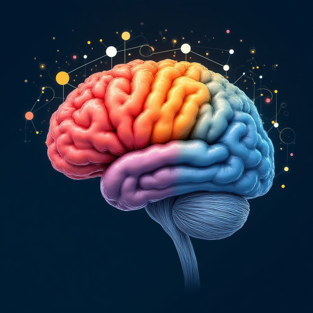 Un cerebro con ideas de diseño fluyendo