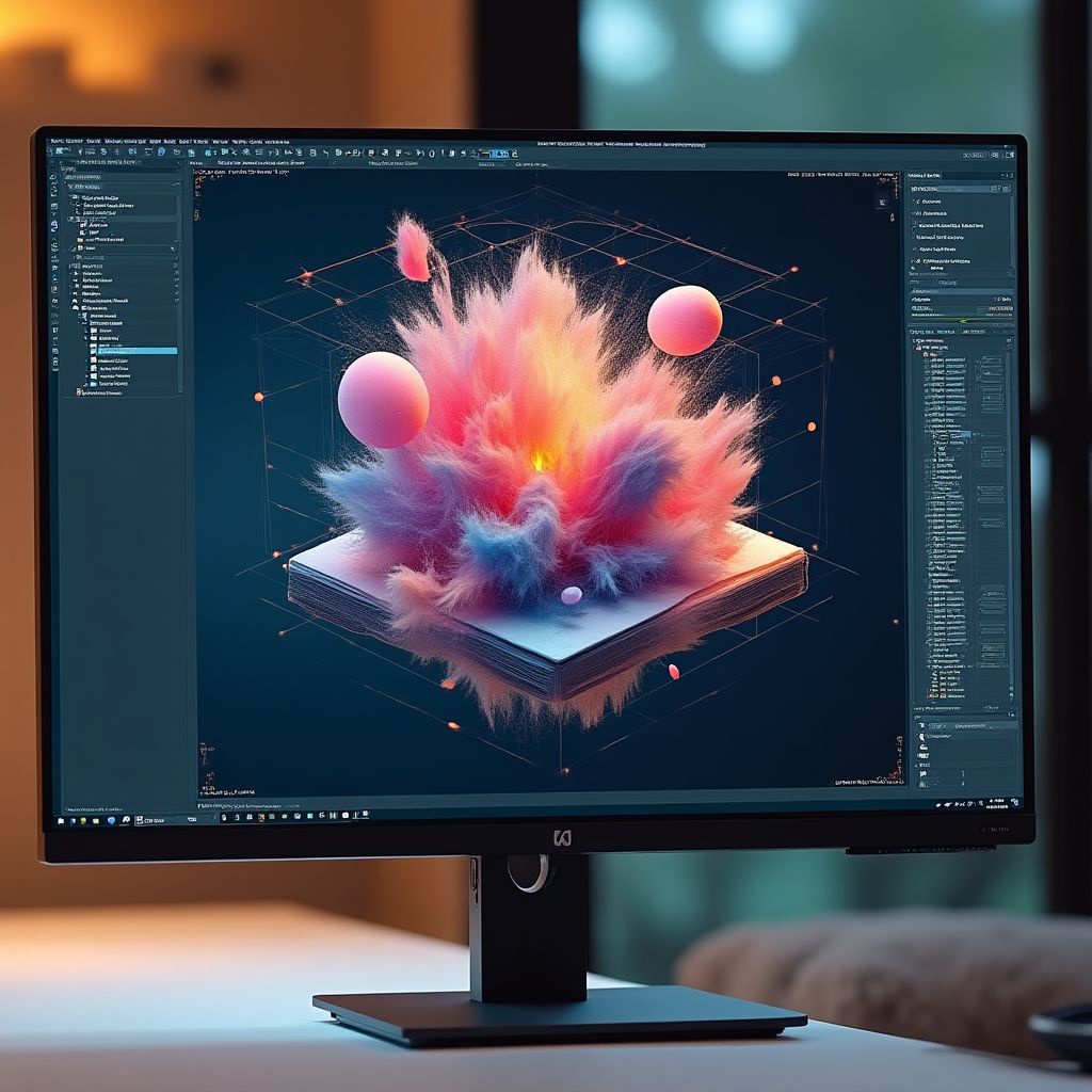 Un modelo 3D abstracto en una pantalla de computadora